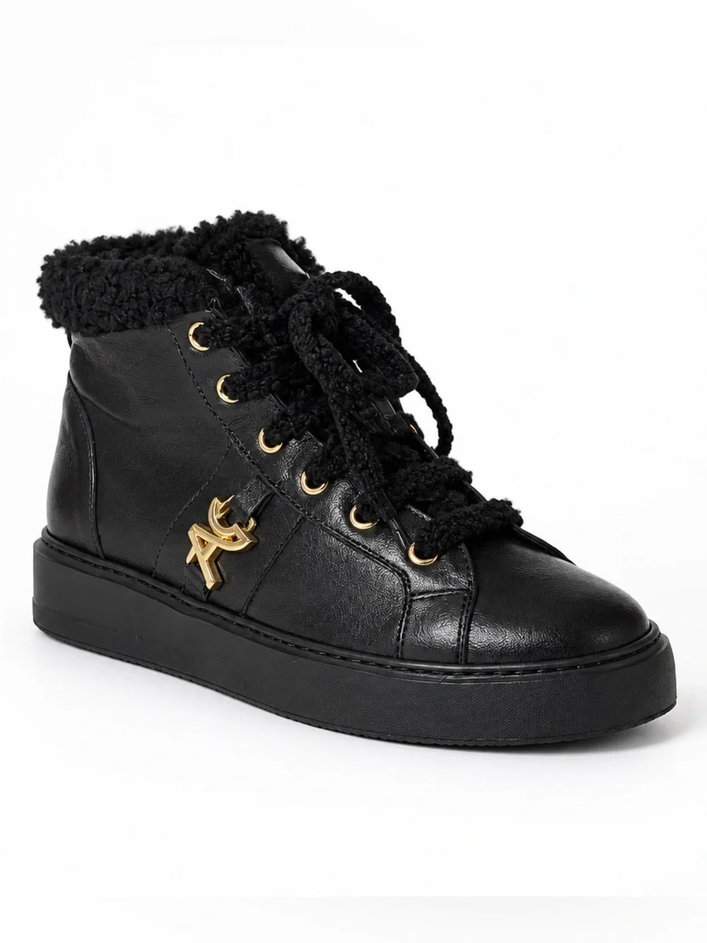 Alberto Ciccioli Women’s Black Soft Leather Ankle Booties with Gold Hardware